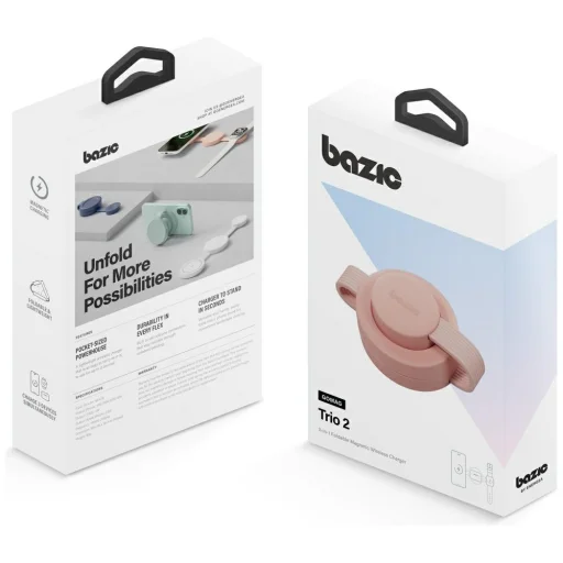iPhone/Watch/AirPods Bazic GoMag Trio 2 3in1 15W mágneses vezeték nélküli töltő rózsaszín - 7