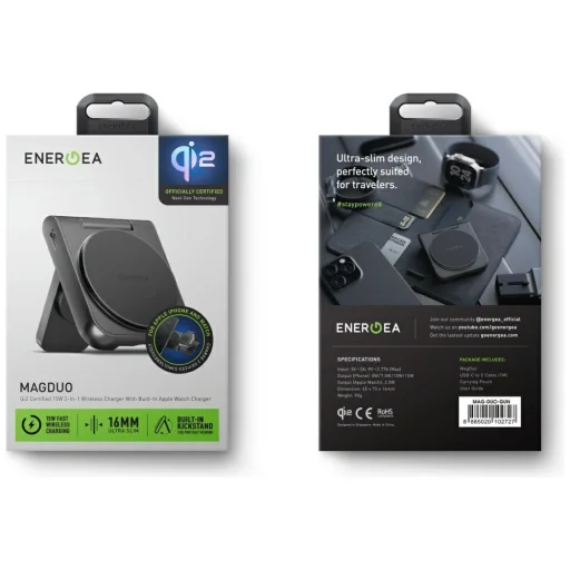 Energea Magduo 2-az-1-ben Qi2 összecsukható vezeték nélküli töltő szürke - 9