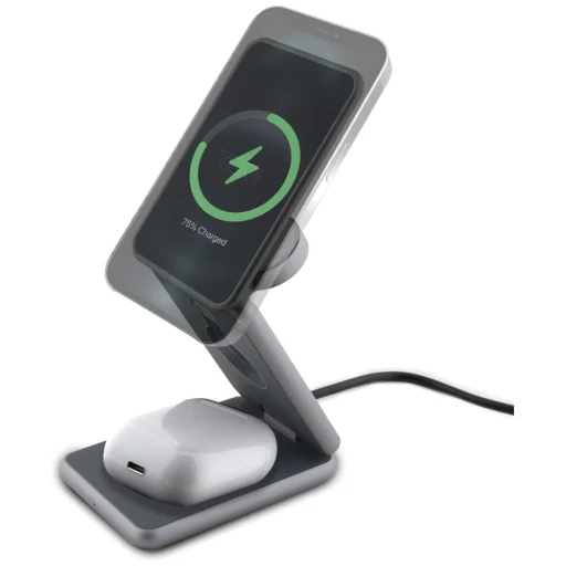 TUMI hajtogatható 3 az 1-ben vezeték nélküli töltő 15W + tok szürke - 2