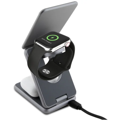 TUMI hajtogatható 3 az 1-ben vezeték nélküli töltő 15W + tok szürke - 3