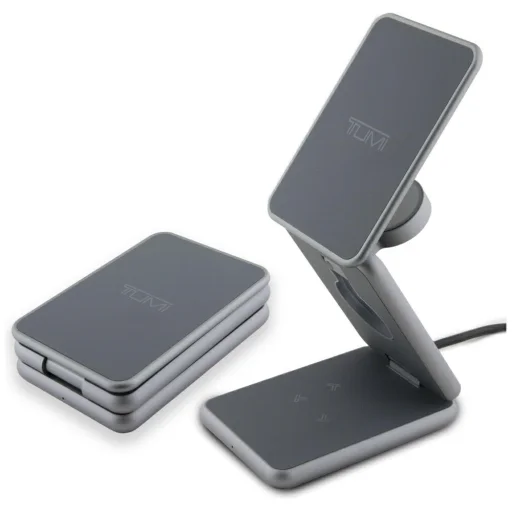 TUMI hajtogatható 3 az 1-ben vezeték nélküli töltő 15W + tok szürke - 1