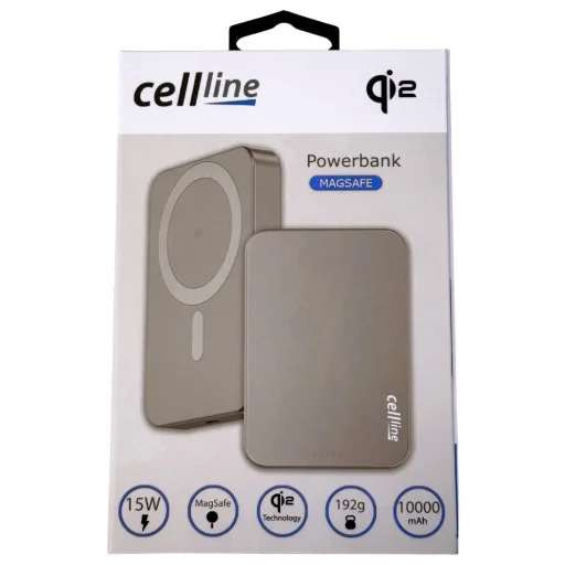 Szürke Cellline MagSafe 10000mAh Qi2 15W CL-MBP-03 mágneses vezeték nélküli mini powerbank - 10