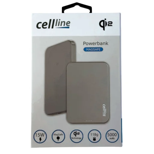 Cellline Mini Powerbank MagSafe 5000mAh Qi2 15W CL-MBP-02 szürke / titán mágneses vezeték nélküli mini töltő - 10