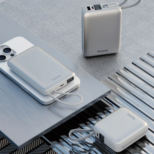 PowerBank 3in1 Bazic Fusion Mini 10000mAh USB-C/Lightning kábel szürke - 6