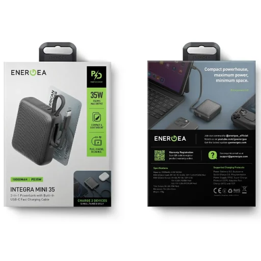 Energea Integra Mini 35 PowerBank 10000mAh USB-C PD35W kábel szürke - 8