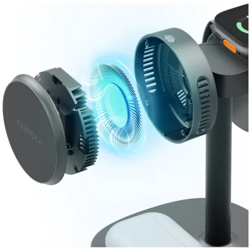 Energea MagArctic Stand 4-in-1 Qi2 Töltőállomás hűtéssel és kábellel grafit - 3