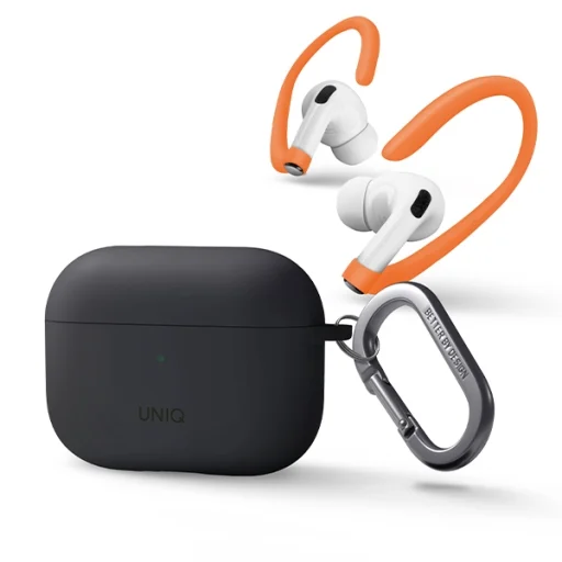 AirPods Pro 2 tok UNIQ Nexo szilikontok + fülhorgok faszén szürke - 2