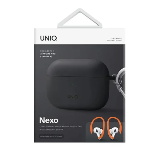 AirPods Pro 2 tok UNIQ Nexo szilikontok + fülhorgok faszén szürke - 3