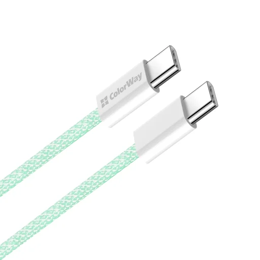 MacBook Pro Számítógép ColorWay Data Cable (CW-CBPDCC061-G), Type-C to Type-C, PD Gyors Töltés 60W, 3A, Nylon, 1m - Zöld - 3