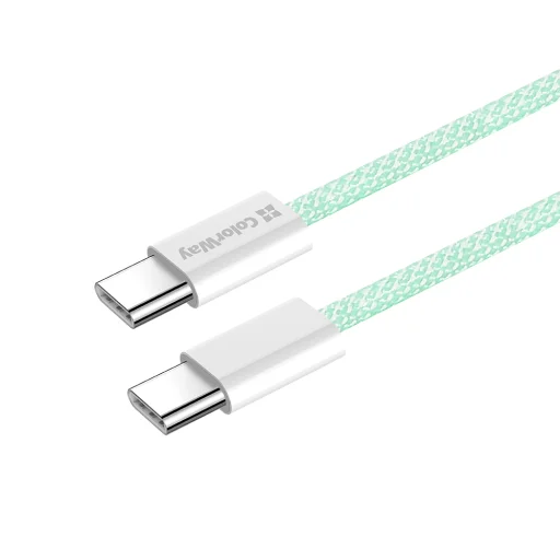 MacBook Pro Számítógép ColorWay Data Cable (CW-CBPDCC061-G), Type-C to Type-C, PD Gyors Töltés 60W, 3A, Nylon, 1m - Zöld - 5