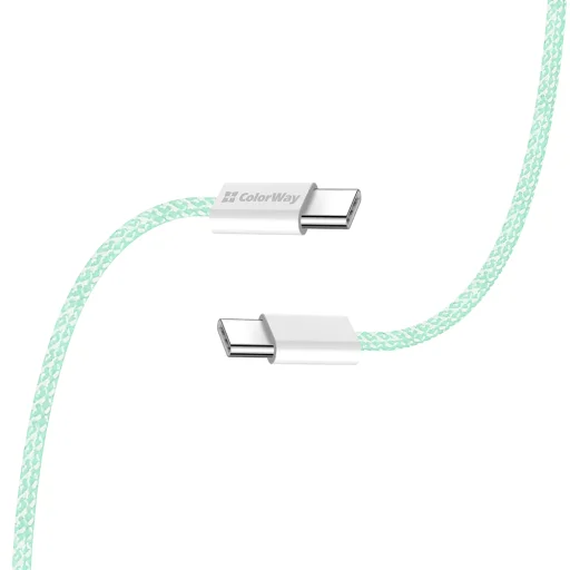 MacBook Pro Számítógép ColorWay Data Cable (CW-CBPDCC061-G), Type-C to Type-C, PD Gyors Töltés 60W, 3A, Nylon, 1m - Zöld - 6