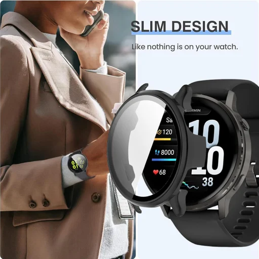 Garmin Venu 4 41mm Matt Fekete Techsuit - Defense360 Pro + Kijelzővédő tok - 7