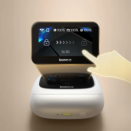 Baseus Bowie M2s Ultra TWS Vezeték Nélküli Fülhallgató Interaktív Kijelzővel - Fehér - 10