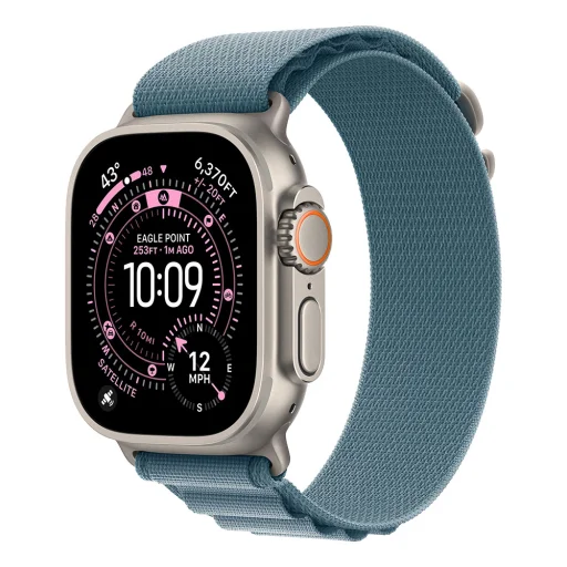 Apple Watch Ultra 3 Cellular 49mm Natural Titanium Case with Light Blue Alpine Loop - Medium - 1