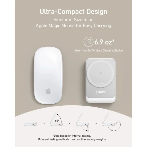 Anker Vezeték nélküli töltőállomás MagGo 3in1, 15W, 1.67A, Fehér B2557321 - 6