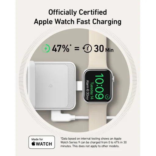 Anker Vezeték nélküli töltőállomás MagGo 3in1, 15W, 1.67A, Fehér B2557321 - 10