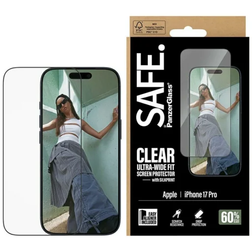 iPhone 17 Pro SAFE by PanzerGlass Edzett üveg Ultra-Wide Fit EasyAligner Fekete keret üvegfólia - 1