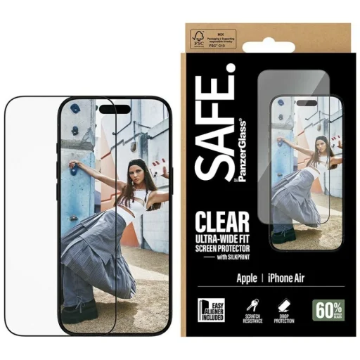 iPhone Air SAFE by PanzerGlass Ultra-Wide Fit EasyAligner Fekete Keret üvegfólia - 1