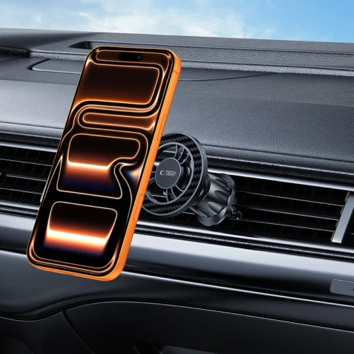 N56 Tech-Protect Mágneses Magsafe szellőző autós tartó Karbon Fekete - 8