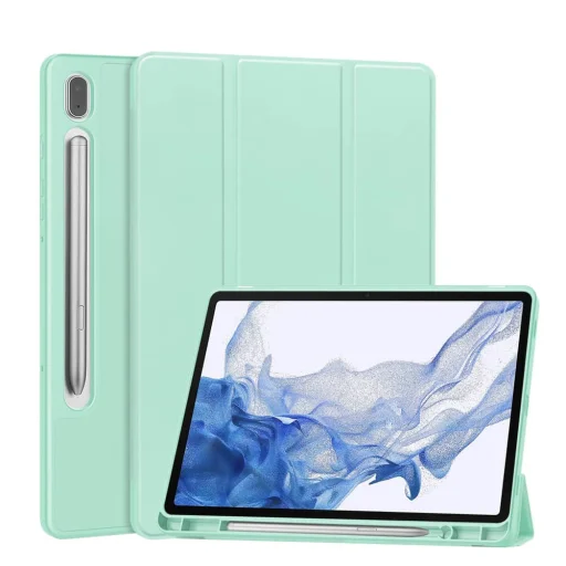  Techsuit - Flex Trifold (ceruzatartóval) - Samsung Galaxy Tab S10 FE Plus - Matcha zöld tok - 1