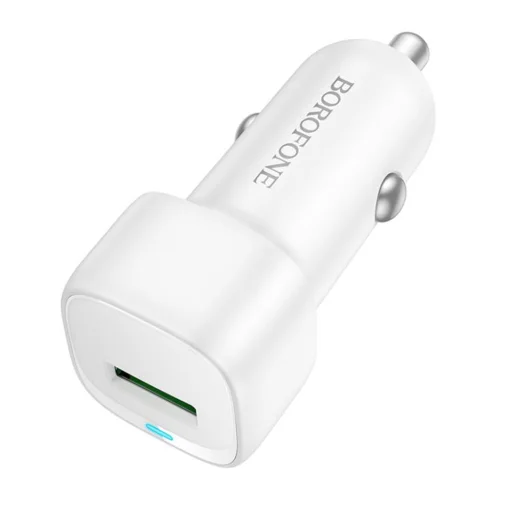 Borofone Cloud (BZ34) Autós Töltő - USB, Egy Portos, 18W (QC/FCP/AFC), ABS, 12-24V-hoz - Fehér - 1