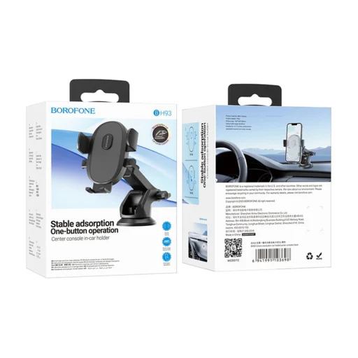 Borofone Autós tartó BH93 tapadókorongos, műszerfal/szélvédő számára, 360°-ban állítható, teleszkópos kar, 4,7–7" - Fekete - 7
