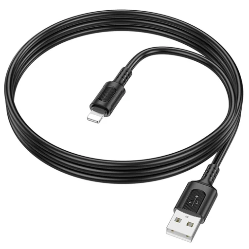 Data Cable Borofone Feliz Series (BX111) - USB to Lightning, PVC, Univerzális, 60W, 2.4A, 1m - Fekete - 2