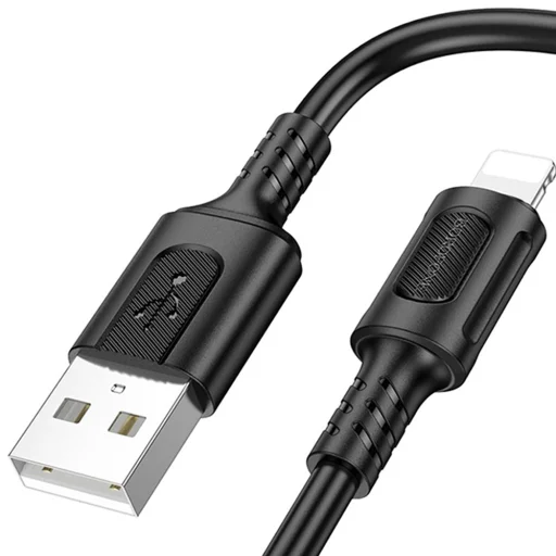 Data Cable Borofone Feliz Series (BX111) - USB to Lightning, PVC, Univerzális, 60W, 2.4A, 1m - Fekete - 3