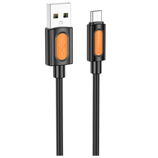 Borofone BX114 Szilikon Sorozat Adatkábel - USB - Micro-USB, Szilikon, 2.4A, 1m - Fekete - 1