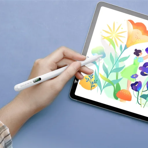 iPad Fehér Borofone Active Capacitive Stylus Pen (BG101) digitális kijelzővel, 130mAh, Type-C, Alumínium ötvözet stylus toll - 7
