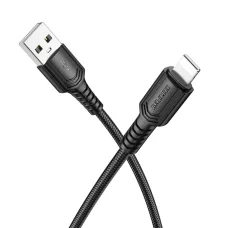 USB to Lightning Borofone Certain Series BX116 adatkábel, Nylon Fonott, 2.4A, 1m - fekete