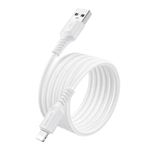 USB to Lightning Borofone Certain Series BX116 adatkábel, Nylon Fonott, 2.4A, 1m - fekete - 5
