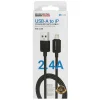 Borofone Data Cable Placer Series (BX120) - USB to Lightning 2.4A, 1m Alumínium Ötvözet Házzal, Nylon Fonott Kábel - Fekete thumbnail