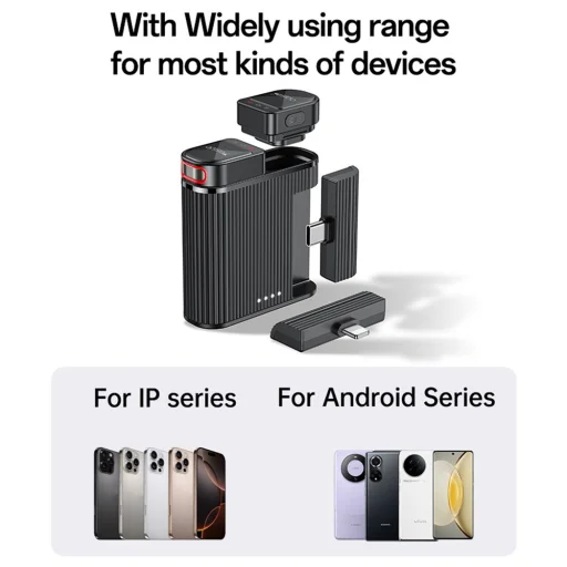 Lavalier Microphone 2in1 (KR19) - Fekete Yesido - Mágneses gomb, CD-minőségű hang, 360°-os körirányú, 600mAh, 2.4GHz - 10