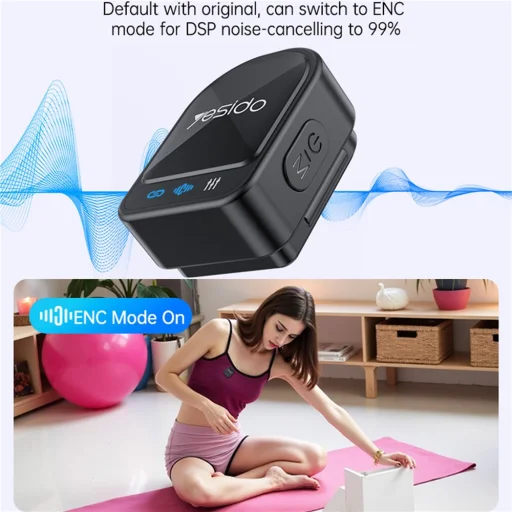 Lavalier Microphone 2in1 (KR19) - Fekete Yesido - Mágneses gomb, CD-minőségű hang, 360°-os körirányú, 600mAh, 2.4GHz - 4