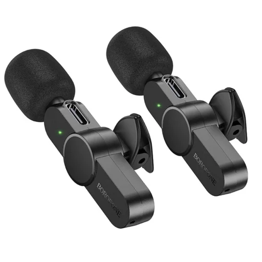 Wireless Lavalier Microphones Trophy (BFK12) - 2.4Ghz, Type-C, Lightning, 70mAh - Fekete Borofone - (2 pack) - 4