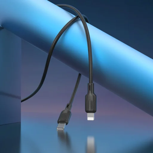 Borofone Lenny Sorozat Adatkábel (BX113) - Type-C to Lightning, 3A, 27W, Szilikon, 2m - Fekete - 4