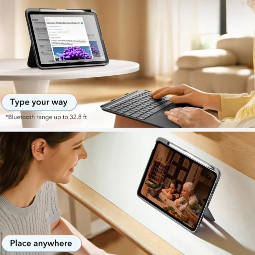 iPad Air 4 (2020) / Air 5 (2022) / Air 11 (2024) / Air 11 (2025) Sötétszürke ESR Flex billentyűzet tok - 8