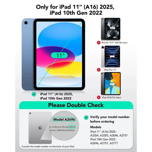 iPad 10 (2022) 10.9 / 11 (2025) Sötétszürke ESR Flex Keyboard Case tok - 9