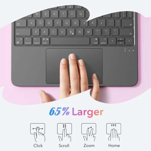 iPad 10 (2022) 10.9 / 11 (2025) Sötétszürke ESR Flex Keyboard Case tok - 3