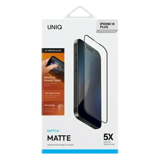 iPhone 16 Plus UNIQ Optix Matt 6.7" edzett üvegfólia applikátorral - 2