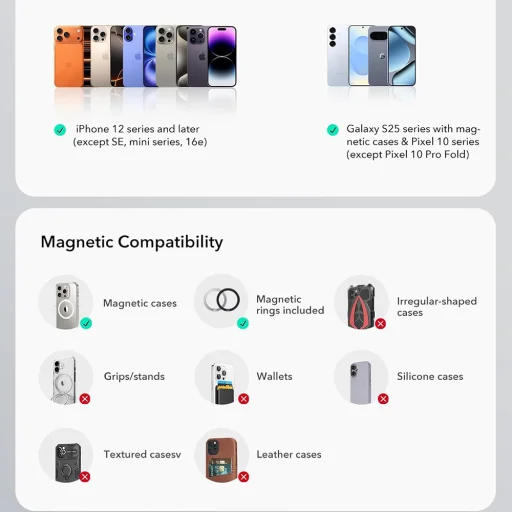 ESR Autós tartó OmniLock (2B5240162) - Műszerfalra, 360°, Mágneses, Rugalmas gömbcsuklós kar, Alumínium - Fekete/Karbon szálas - 10