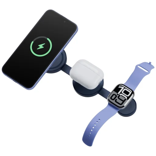 iPhone/Watch/AirPods Bazic GoMag Trio 2 3in1 15W mágneses töltő kék - 4