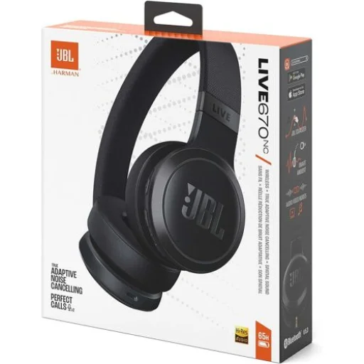 JBL Live 670NC Bluetooth Vezeték nélküli On-Ear Fejhallgatók Fekete EU - 2