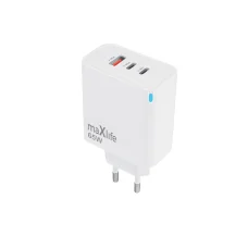 Maxlife MXTC-09-65ACC GaN PD QC töltő 2x USB-C 1x USB 65W fehér