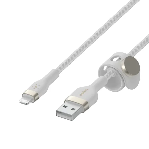 Belkin BOOST CHARGE PRO Flex USB-A to LTG, Braided Silicone Cable - 3M - White - 8