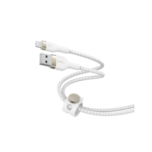 Belkin BOOST CHARGE PRO Flex USB-A to LTG, Braided Silicone Cable - 3M - White - 2