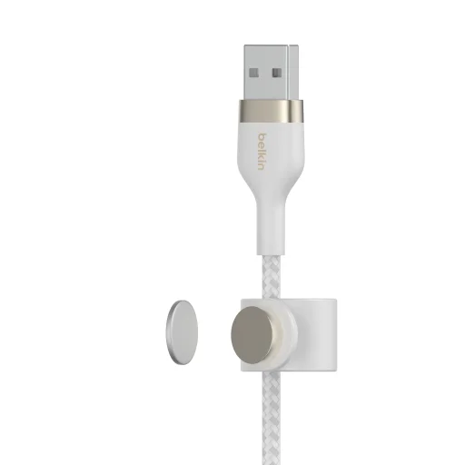 Belkin BOOST CHARGE PRO Flex USB-A to LTG, Braided Silicone Cable - 3M - White - 4