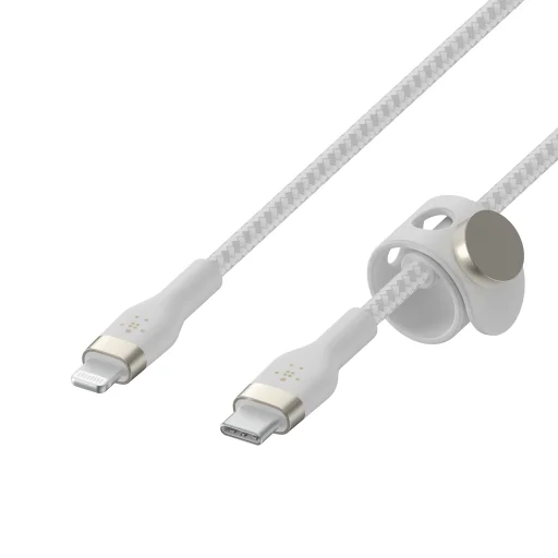 Belkin BOOST CHARGE PRO Flex USB-C to LTG, Braided Silicone Cable - 2M - White - 4