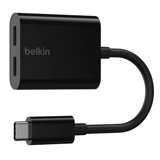 Belkin ROCKSTAR Dual USB-C Audio + Charge Adapter - Black - 8